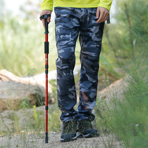 2017 autumn and winter mens outdoor camouflage soft shell trousers quick-drying stretch plus velvet trousers sports casual pants