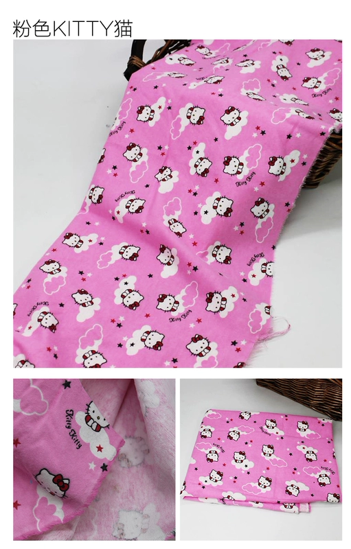 Cotton sanded vải hoạt hình lưới hoa mài vải cotton cũ quần áo trẻ em nhà quần áo làm bằng tay cotton vật liệu quần áo - Vải vải tự làm