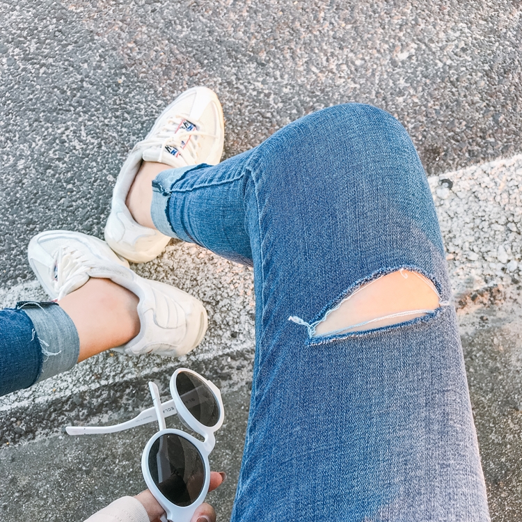 LUSON cha mẹ-con tải một gia đình ba lỗ trong quần jean mỏng 2018 mới mùa thu đầy đủ tính năng mẹ và con gái thời trang gia đình