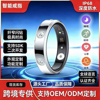 Cross-border new diamond-encrusted smart ring, heart rate, blood oxygen, sleep monitoring, care for women's cycle, fashionable trend ring