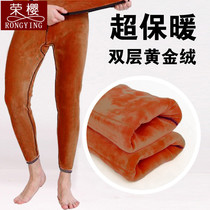 Autumn Pants Mid-Aged Mens Warm Pants Mens Gvet Thickened Winter Gold Suede Pure Cotton Sweatpants Dad Hit Bottom Line Pants