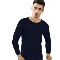 Mens slim fit with velvety autumn coat blouse with thin suede warm upper underwear round neckline undershirt mid-aged black