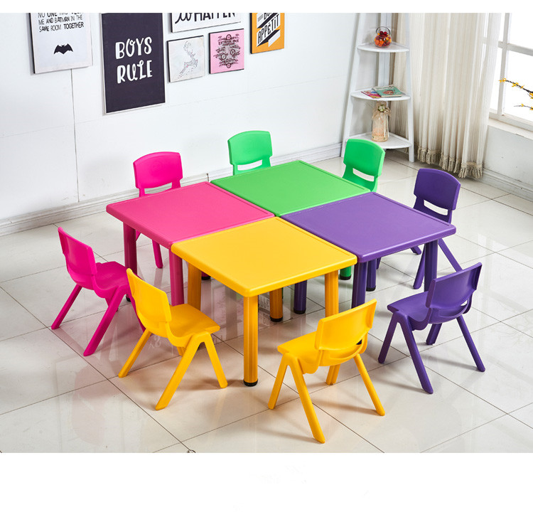 Kindergarten table and chairs plastic positive square table children table and chairs suit drawing table baby playing toy table game table