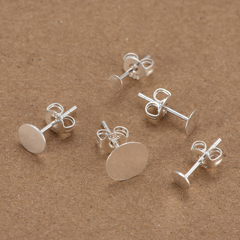 925 silver ear stud earring accessories silver ear half silver ear stud flat head ear stud diy pearl ear stud empty holder material