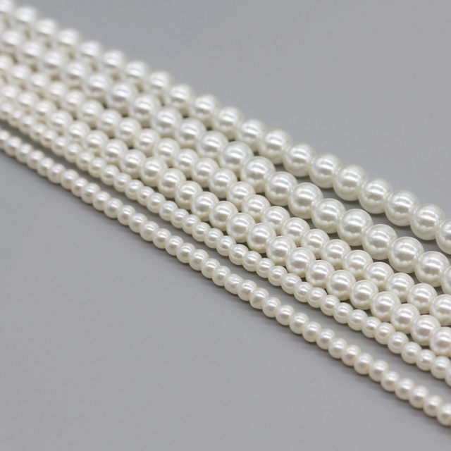 Pearl color glass pearl imitation pearl straight hole pearl artificial pearl bracelet necklace loose beads beading material diy