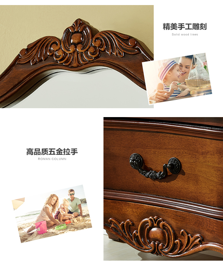 Gương gỗ Mỹ gương lớn Gương châu Âu sang trọng sàn gương phù hợp gương nhà phòng ngủ thay đồ gương - Gương gương di chuyển
