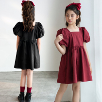 Hong Kong girls bubble sleeve dress 2021 summer new foreign style Joker long loose princess dress tide