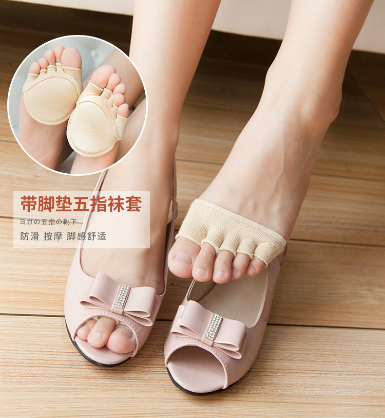 Năm ngón tay vớ nữ mùa hè phần mỏng sợi tre thảm cotton mở toe nửa palm socks set vô hình nửa nửa vớ ngón chân