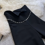 Осенняя приталенная цепь, штаны, универсальные штаны-клёш, 2023, высокая талия, облегающий крой, популярно в интернете