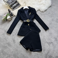 Длинный комплект, костюм, в стиле Шанель, средней длины, высокая талия