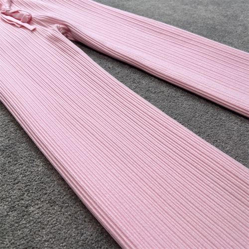 Демисезонные розовые трикотажные штаны для отдыха, высокая талия, оверсайз, свободный прямой крой, увеличенная толщина