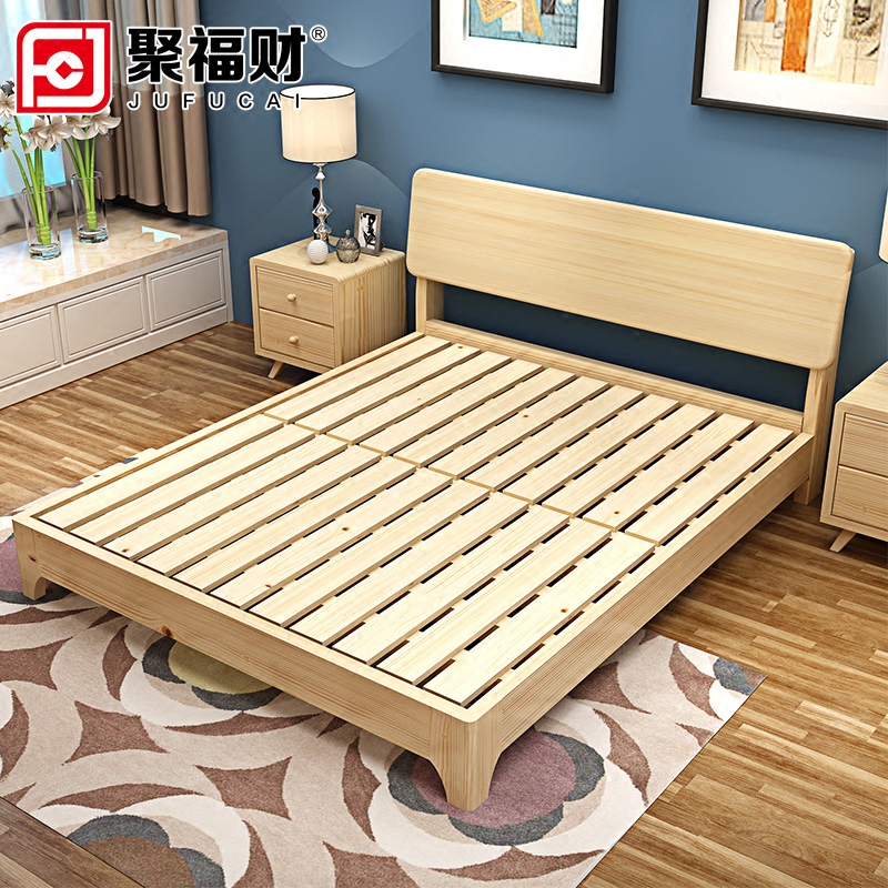 Solid wood bed Twin Beds 1 5 Adult Bed 1 8 Large Bed Pine Wood Bed Linen Bed 1 2 m Children's Bed Furniture Wood Bed