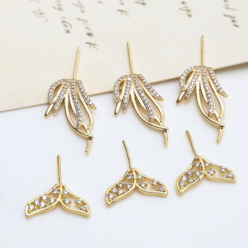 Медные крылышки с золотом, скрепленные золотом, рыбные хвосты Apiao Evil Accessories Diy Micro -Inlaid Dewelry Baroque