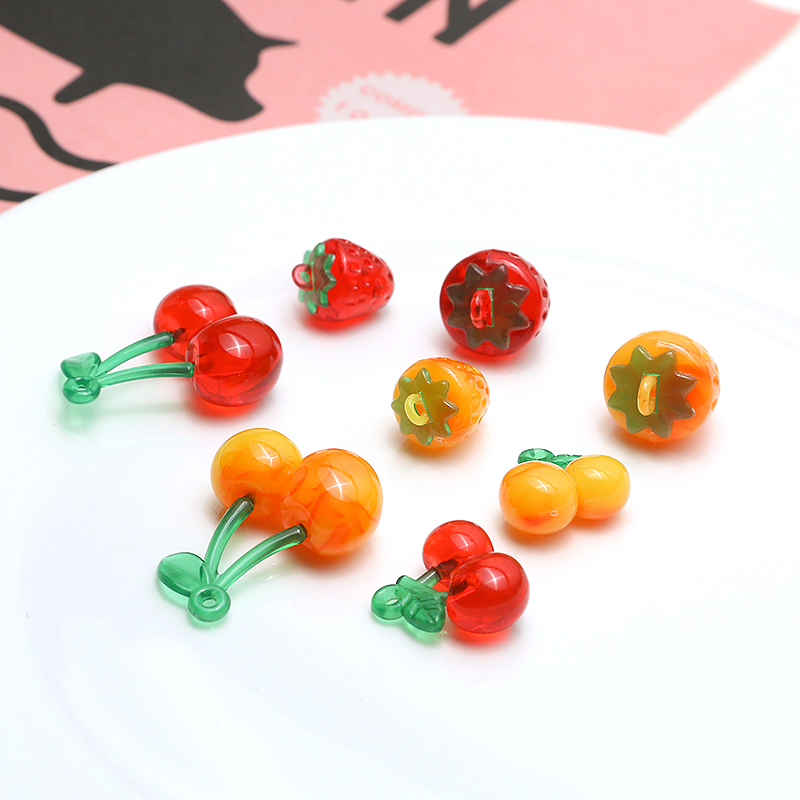 10 Pcs/package Cute Cherry Strawberry Resin Jewelry Accessories display picture 5