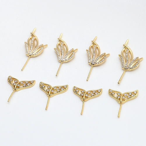 Медные крылышки с золотом, скрепленные золотом, рыбные хвосты Apiao Evil Accessories Diy Micro -Inlaid Dewelry Baroque