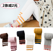 Girls cotton leggings wear thin childrens pantyhose spring and autumn children stitching ankle-length pants dance socks