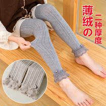 Spring and Autumn Girls Lace leggings Childrens cotton and thin velvet wearing foreign long pants in the big childrens pantyhose winter