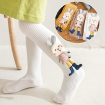 Spring and Autumn Girls Knitted Cotton Leggings Long Pants Children Cartoon Bunny Pantyhose Small and Middle Children Pure Cotton