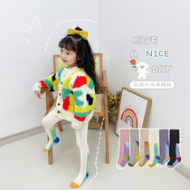 Girls leggings spring and autumn thin cotton baby foreign fashion white one-piece socks children wearing pantyhose