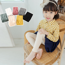 Girls leggings spring and autumn thin cotton nine-point trousers small and medium children white skin color wearing pants girls