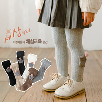 Girls pantyhose Spring and Autumn Cotton Childrens leggings Knitted cotton wear long pants for infants and young children can open the file thin