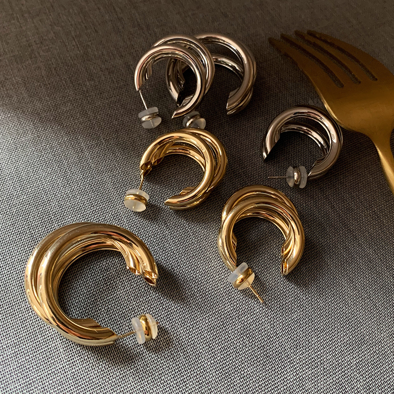 BOONEE Metal 925 silver needle earring in Europe and America in gold ring ear accessories high sense