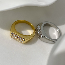 Boonee◆ Fashionable advanced zirconic arrangement ring niche in fashion decoration ring ring female tide