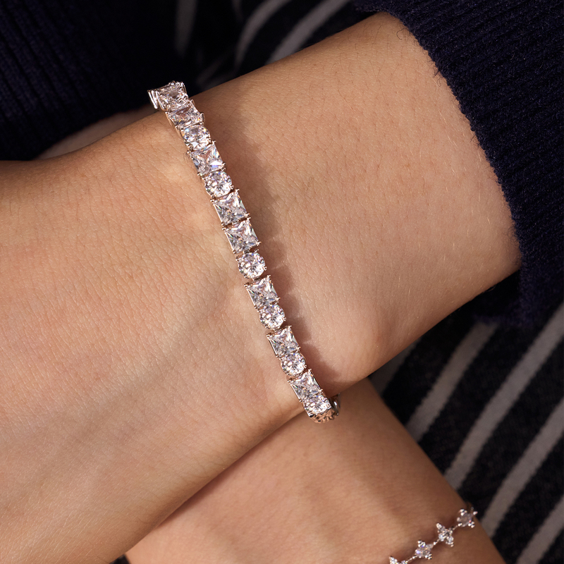 Celebrity-Inspired Boonee Alus Corrugated Silver Bead Zircon Splicing Bracelet for Women, Light Luxury Niche Exquisite Jewelry