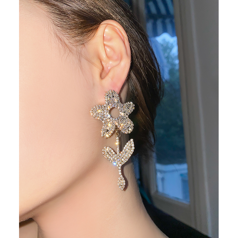 BOONEE ◆Original design high-end diamond flower temperament 925 silver needle niche earrings earrings earrings female earrings