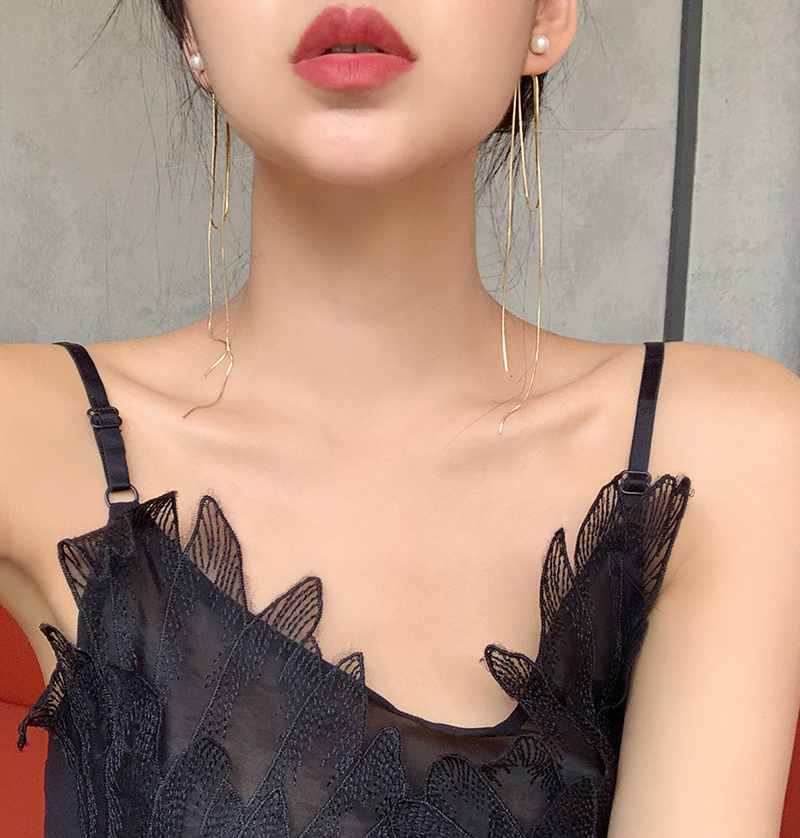 BOONEE◆2021 new fashion pearl tassel earrings female long version temperament advanced design sense summer earrings