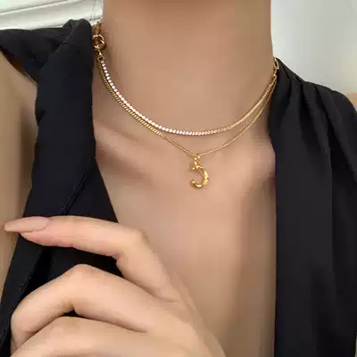 BOONEE ◆ 2021 New Letter necklace female choker ins simple design sense light luxury niche neck