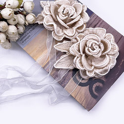 Beige Trimmed Artificial Flower Curtain Tiebacks Ribbon Tie Rope Window Decoration Accessories Tie Flower Bouquet Curtain Tieback