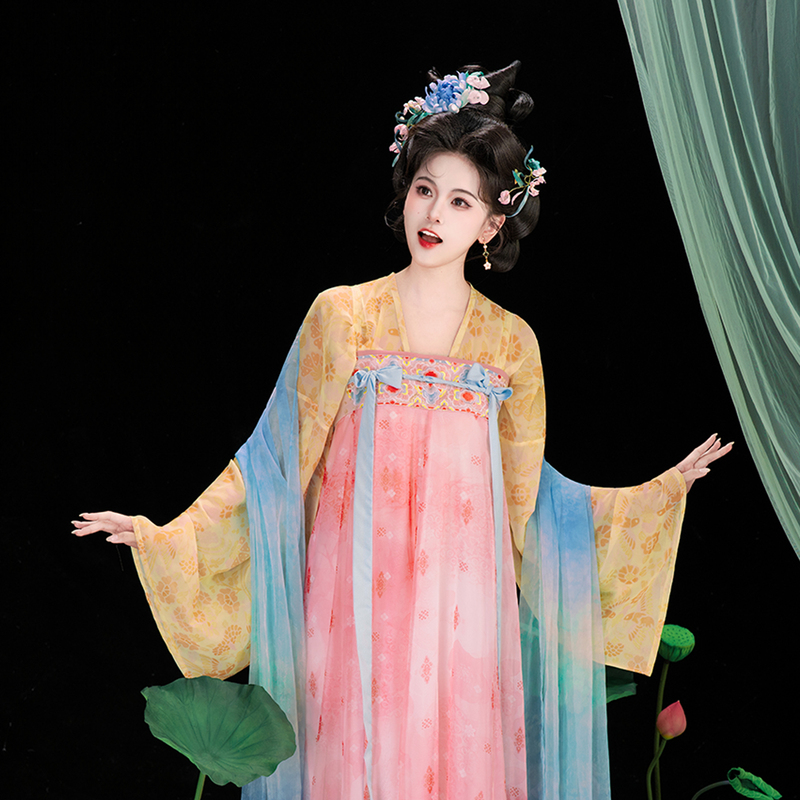 Shanchi【Liuying】Hanfu Dunhuang Tang Dynasty Style Slimming Chest-Length Ru Skirt with Shawl and Broken Skirt, Breathable Summer Set Shanchi【Liuying】Hanfu Dunhuang Tang Dynasty Style Slimming Chest-Length Ru Skirt with Shawl and Broken Skirt, Breathable Summer Set