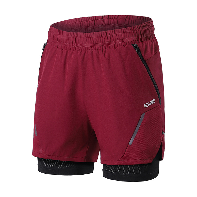 Summer Sports Shorts for Men, Fitness and Running Gear, Breathable, Quick-Drying, Two-Piece Design with Elastic Lining, Can Hold a Phone, Red Summer Sports Shorts for Men, Fitness and Running Gear, Breathable, Quick-Drying, Two-Piece Design with Elastic Lining, Can Hold a Phone, Red