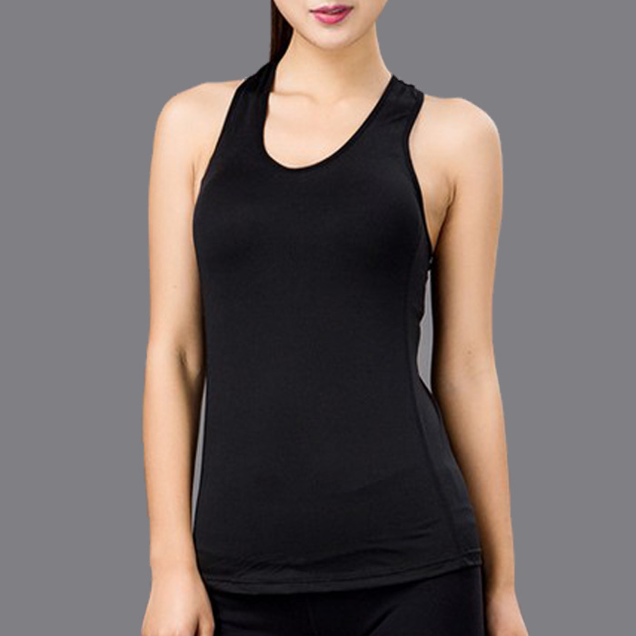 Spring solid color breathable sports vest women's with cup cover I-shaped tight-fitting super elastic yoga running equipment