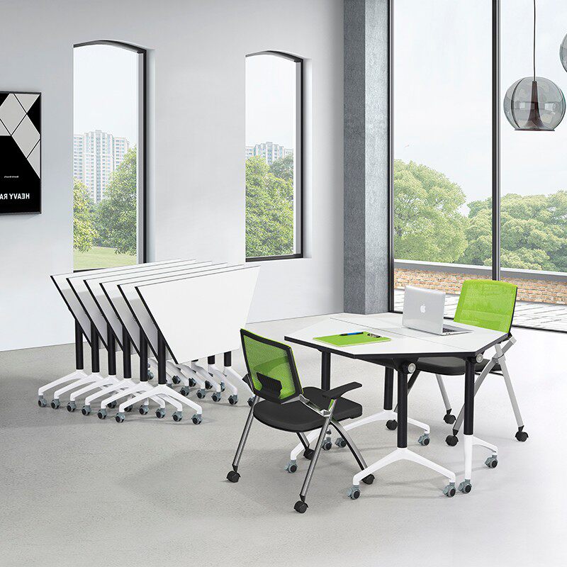Training table and chair folding strip modern minimalist conference table mobile belt wheel combination double large training conference table