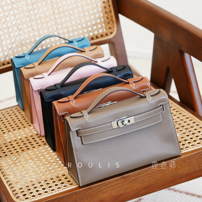 Teacher Lu's Handmade | Wax Thread Hand-Sewn Swift Cowhide Mini22 First Generation Kelly Bag Handbag Evening Bag Teacher Lu's Handmade | Wax Thread Hand-Sewn Swift Cowhide Mini22 First Generation Kelly Bag Handbag Evening Bag
