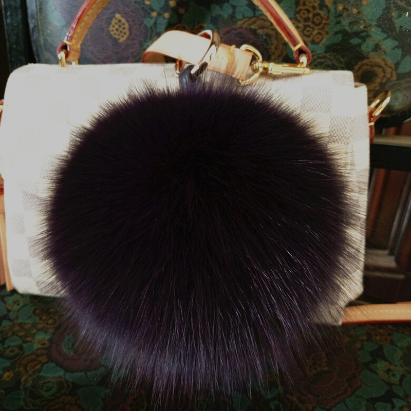 High-End Extra-Large 15cm Fox Fur Ball Bag Pendant, Real Fur Plush Backpack Decoration, Car Keychain