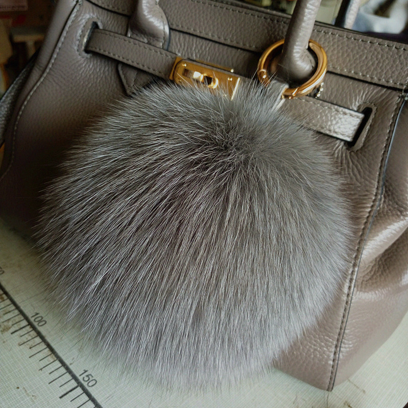 High-End Fox Fur Ball Bag Pendant, Genuine Fur, Extra Large 13cm Plush Ball, Women's Backpack Decoration, Keychain