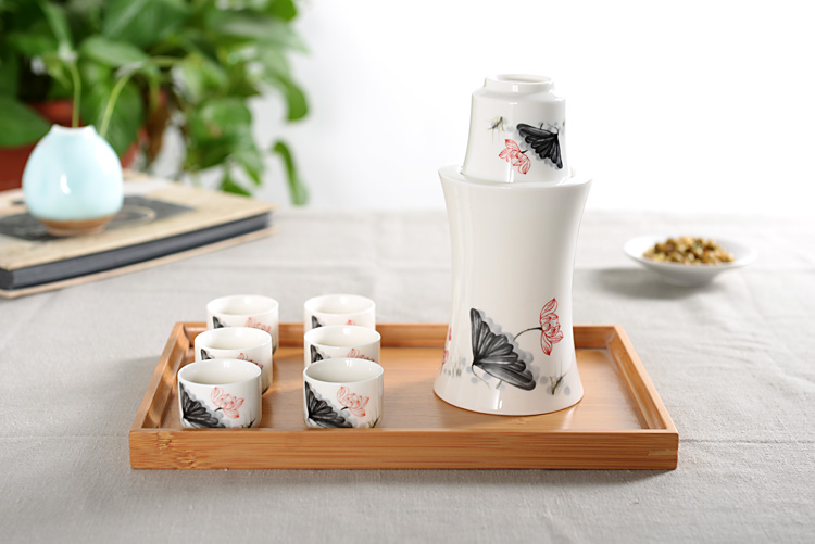 Rượu vang nóng bình rượu đặt gốm ấm rượu bình ly rượu nóng ấm hông bình vàng rượu vang ấm rượu vang trắng chén uống rượu đẹp
