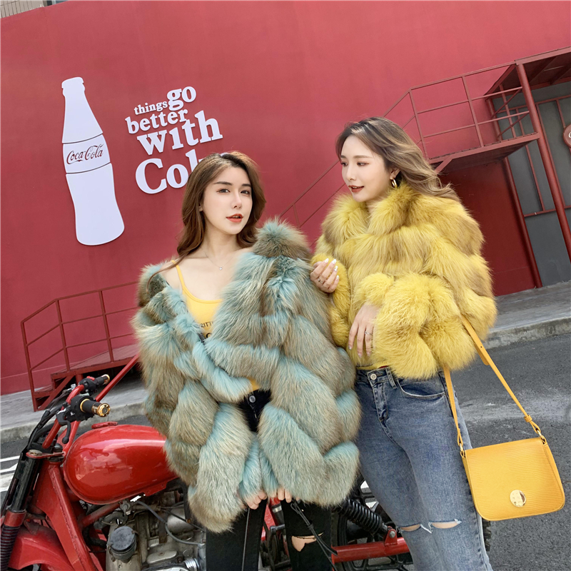 2022 New winter fur coat girl short skin imported Jinishi fox fur young coat