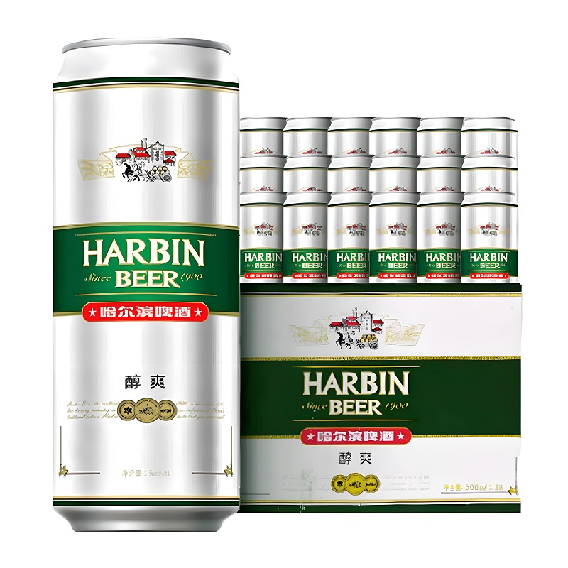 哈尔滨啤酒哈啤醇爽经典9度拉格500ml*18听礼盒装整箱批发罐装