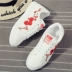 Giày vải đế bằng mùa hè nữ sinh viên phiên bản Hàn Quốc của Harajuku ulzzang hoang dã vẽ tay đơn đôi giày nữ màu trắng giày giầy cao cổ nữ Plimsolls