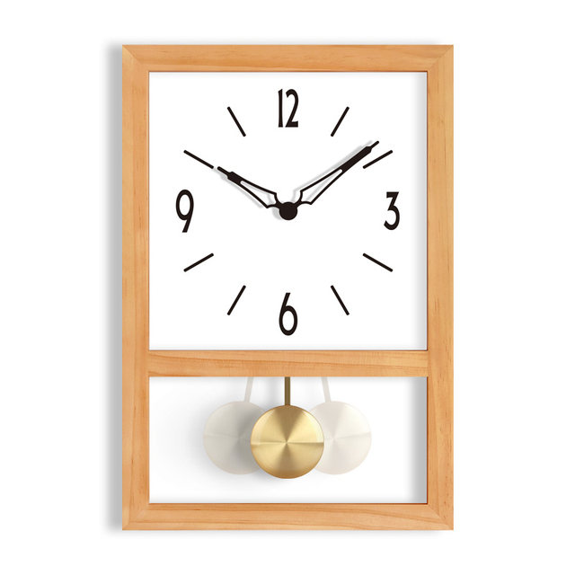 Japanese-Style Wooden Living Room Swing Clock, Bedroom Retro Silent Movement, Desktop Table Clock, Wooden Clock