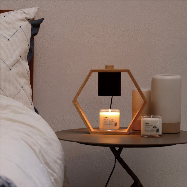 Japanese-style log aromatherapy lamp melting wax lamp fragrance melting candle lamp living room bedside table lamp night light atmosphere lamp warm candle lamp