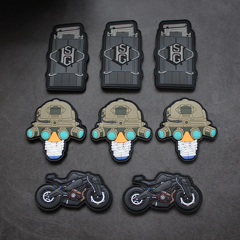 Q version PVC silicone Velcro tactical morale chapter motorcycle armband four-eye night vision helmet badge clip sticker