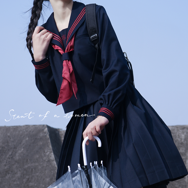Swallowjk Swallow house (Akatsuki high)Autumn and winter cyanotic body snake belly line Kansai lapel JK uniform sailor suit