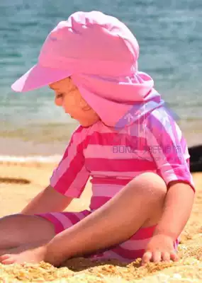 BONZ New children's swimming cap Girls sunscreen swimming cap Neck cap Anti-UVUPF50 beach cap