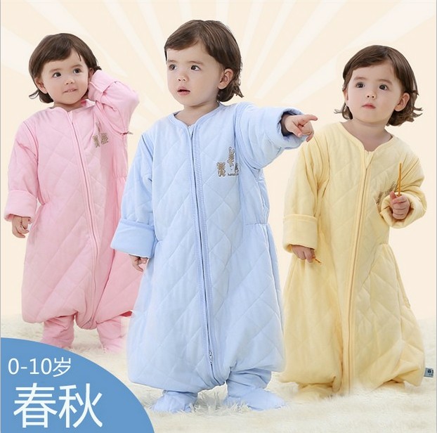 Baby spring, autumn and winter split-leg sleeping bag big child baby cotton split-leg air conditioner thin section can be opened to prevent children from kicking