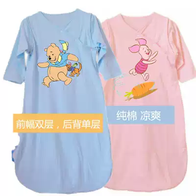 Spring and summer baby baby thin sleeping bag cotton belly protection sleeve young children summer thin single double layer anti-kicking